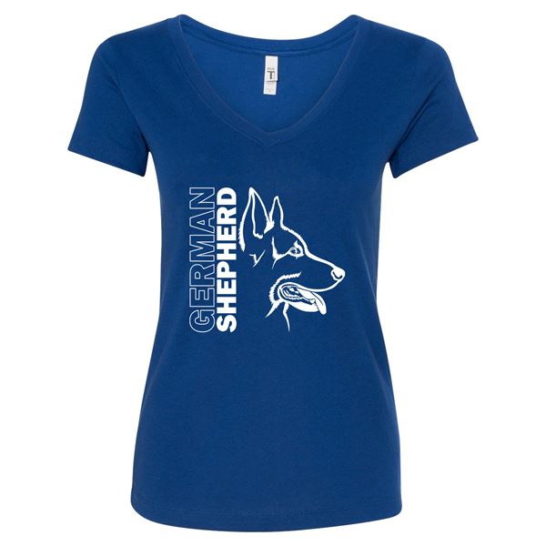 GSS - German Shepherd Profile T-Shirts & Hoodie German Shepherd Shop Next Level Woman's V-Neck Royal Blue S