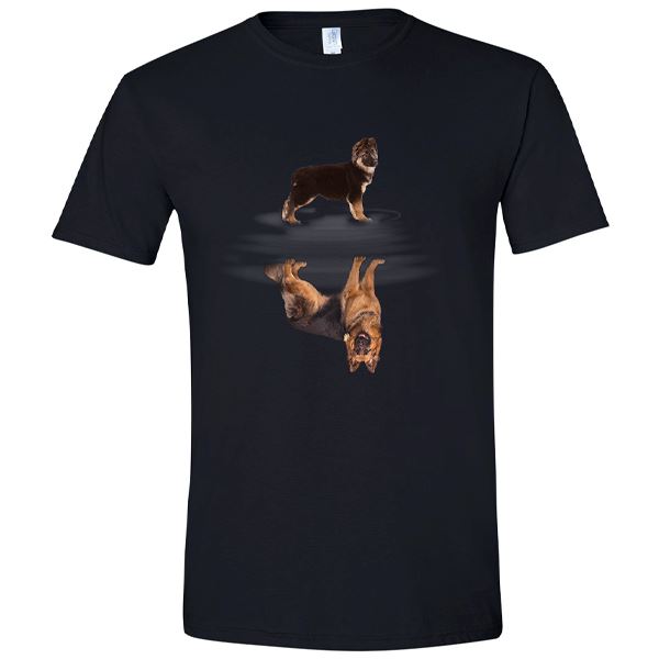 GSS - German Shepherd Puppy/Adult Mirror T-Shirts & Hoodie Shirts & Tops German Shepherd Shop Gildan Men's Crew Neck Black S