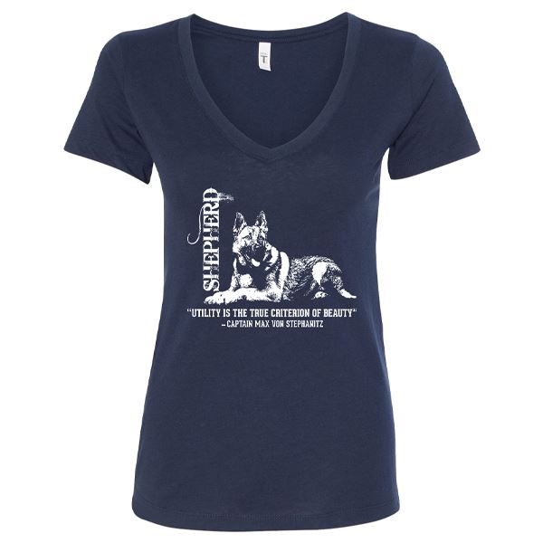 GSS - German Shepherd Utility T-Shirts & Hoodie German Shepherd Shop Next Level Woman's V-Neck Navy Blue S