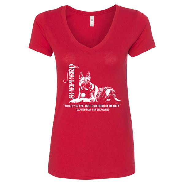 GSS - German Shepherd Utility T-Shirts & Hoodie German Shepherd Shop Next Level Woman's V-Neck Red S