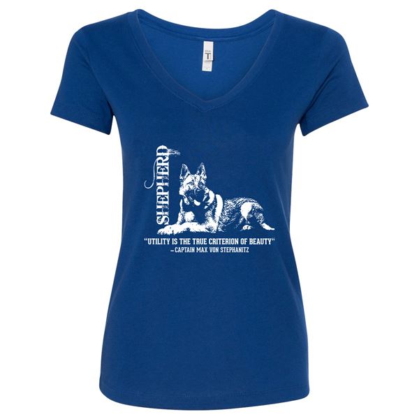 GSS - German Shepherd Utility T-Shirts & Hoodie German Shepherd Shop Next Level Woman's V-Neck Royal Blue S