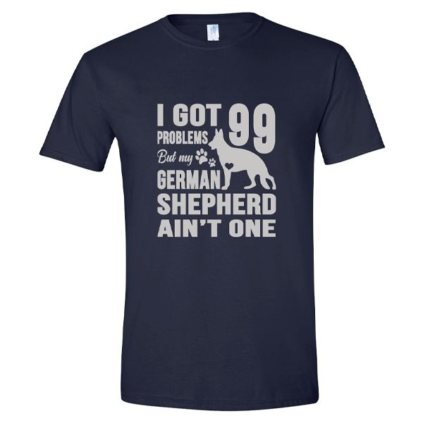 GSS - I Got 99 Problems But My German Shepherd Ain't One T-Shirts & Hoodie German Shepherd Shop Gildan Men's Crewneck Navy S