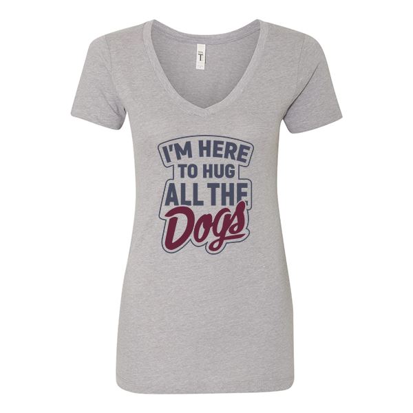 GSS - I'm Here To Hug All The Dogs T-Shirts & Hoodie Shirts & Tops German Shepherd Shop Next Level Woman's V-Neck Heather Gray S