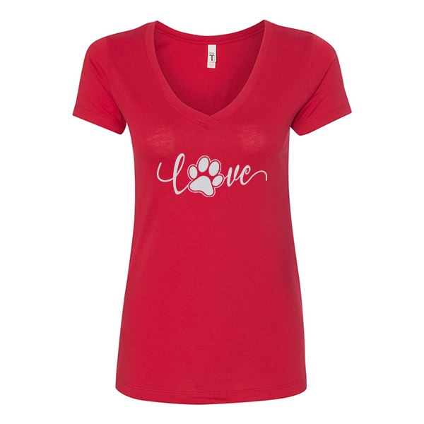 GSS - Love Paw T-Shirts & Hoodie Shirts & Tops German Shepherd Shop Next Level Woman's V-Neck Red S