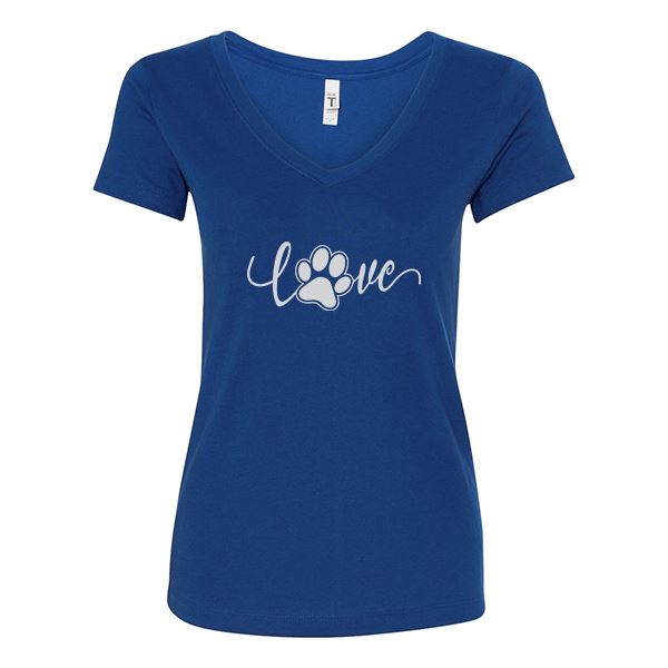 GSS - Love Paw T-Shirts & Hoodie Shirts & Tops German Shepherd Shop Next Level Woman's V-Neck Royal Blue S