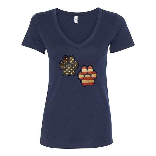 GSS - Patriot Paws T-Shirts & Hoodie Shirts & Tops German Shepherd Shop Next Level Woman's V-Neck Navy Blue S