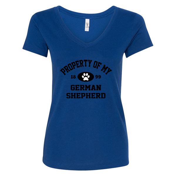 GSS - Property Of My German Shepherd T-Shirts & Hoodie German Shepherd Shop Next Level Woman's V-Neck Royal Blue S