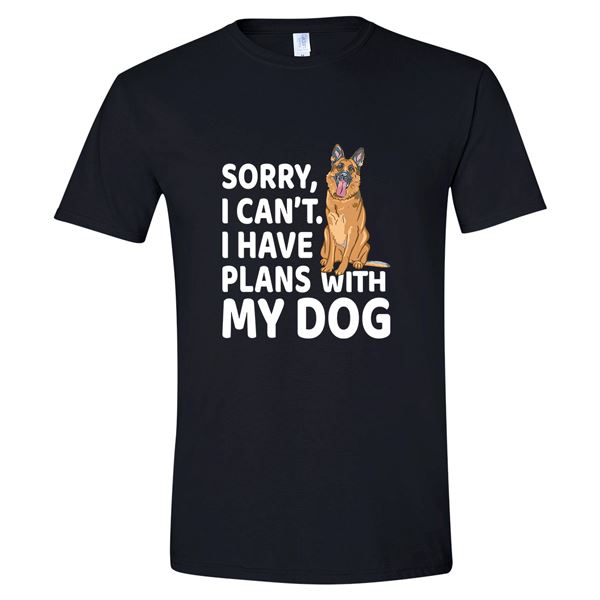 GSS - Sorry I Can't I Have Plans WIth My Dog T-Shirts & Hoodie German Shepherd Shop Gildan Men's Crewneck Black S