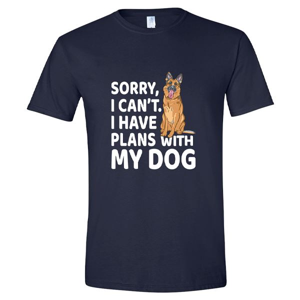 GSS - Sorry I Can't I Have Plans WIth My Dog T-Shirts & Hoodie German Shepherd Shop Gildan Men's Crewneck Navy Blue S