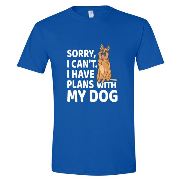 GSS - Sorry I Can't I Have Plans WIth My Dog T-Shirts & Hoodie German Shepherd Shop Gildan Men's Crewneck Royal Blue S