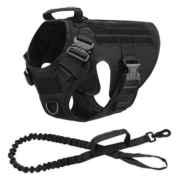 GSS - Tactical Dog Harness w/ Tactical Bungee Leash V2 Pet Collars & Harnesses German Shepherd Shop S (15 - 30 LBS) Black 