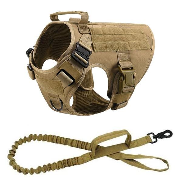 GSS - Tactical Dog Harness w/ Tactical Bungee Leash V2 Pet Collars & Harnesses German Shepherd Shop S (15 - 30 LBS) Tan 