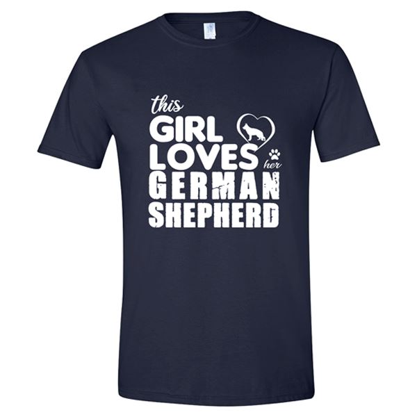 GSS - This Girl Loves Her German Shepherd T-Shirts & Hoodie German Shepherd Shop Gildan Men's Crewneck Navy Blue S