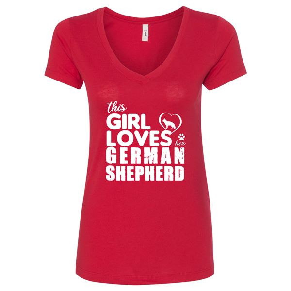 GSS - This Girl Loves Her German Shepherd T-Shirts & Hoodie German Shepherd Shop Next Level Woman's V-Neck Red S