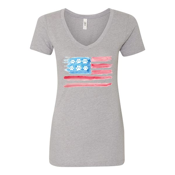 GSS - United Paws Of America T-Shirts & Hoodie Shirts & Tops German Shepherd Shop Next Level Woman's V-Neck Heather Gray S