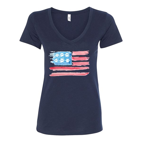 GSS - United Paws Of America T-Shirts & Hoodie Shirts & Tops German Shepherd Shop Next Level Woman's V-Neck Navy Blue S