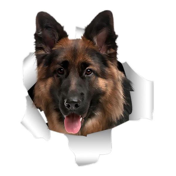 Happy German Shepherd Breaking Out - Sticker in , durable Vehicle Decals for dogs