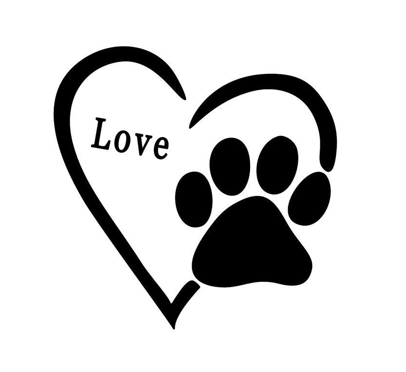 Heart Paw Love - Sticker in Black, durable Vehicle Decals for dogs