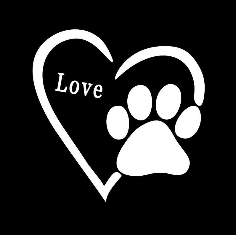 Heart Paw Love - Sticker in Silver, durable Vehicle Decals for dogs