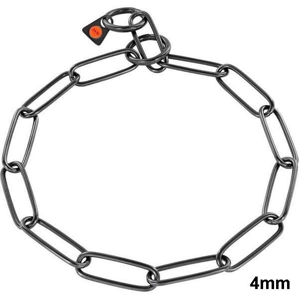 HERM SPRENGER - Black Stainless Steel Long Link Fur Saver 4mm in , durable Pet Collars & Harnesses for dogs