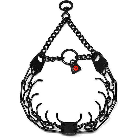 HERM SPRENGER - Black Stainless Steel ULTRA-PLUS Training Collar with Center-Plate and Assembly Chain in Swivel, durable Pet Collars & Harnesses for dogs