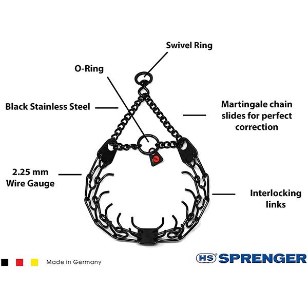 Herm Sprenger Black Stainless Steel Prong Dog Training Collar with Swivel Collar German Shepherd Shop 