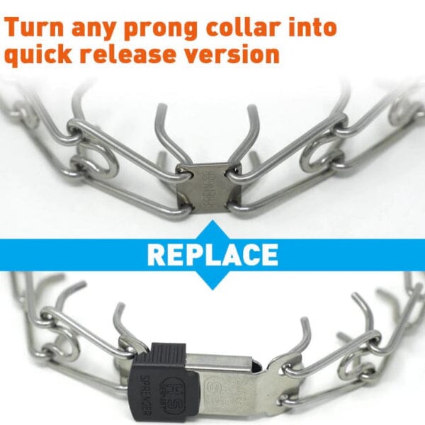 HERM SPRENGER - Chrome ULTRA-PLUS Training Collar with Center-Plate and Assembly Chain in , durable Pet Collars & Harnesses for dogs