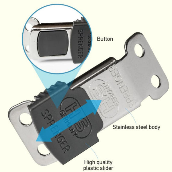 HERM SPRENGER - ClicLock Quick-Release Buckle - Stainless Steel in , durable Pet Collars & Harnesses for dogs