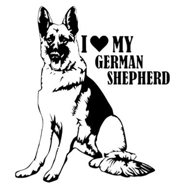 I Love My German Shepherd Car Sticker in , durable Vehicle Decals for dogs