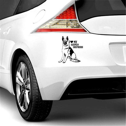 I Love My German Shepherd Car Sticker in , durable Vehicle Decals for dogs