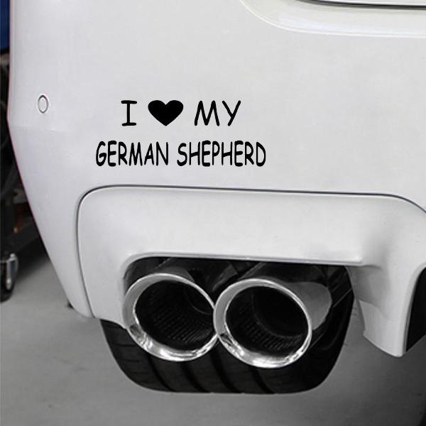 I Love My German Shepherd Sticker Black/White Stickers German Shepherd Shop 