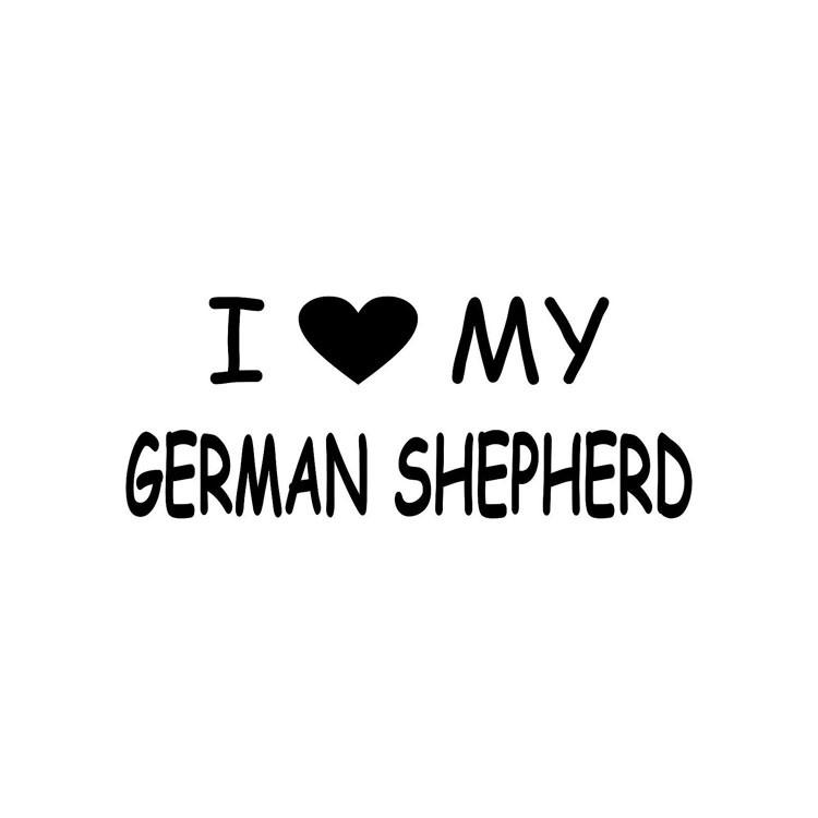 STICKERS/DECALS - I Love My German Shepherd Sticker Black/Silver in Black, durable Vehicle Decals for dogs