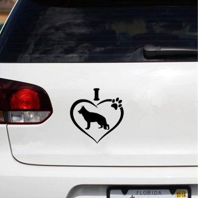 I Love My German Shepherd w/Paw Car Sticker Accessories German Shepherd Shop 