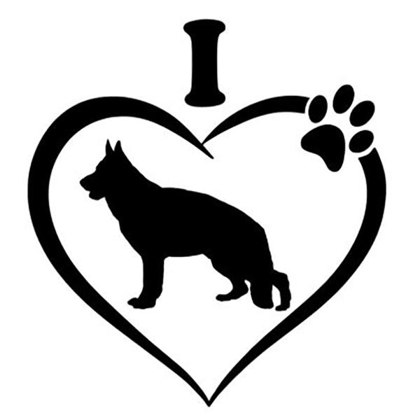 I Love My German Shepherd w/Paw Car Sticker in , durable Vehicle Decals for dogs