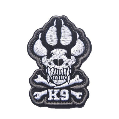 GSS - K-9 Skull And Crossbones Embroidered Tactical Patch in White, durable Animals & Pet Supplies for dogs