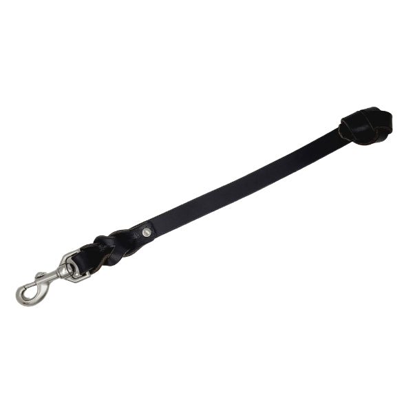 GSS - 12" Leather Pull Tab with Stainless-Steel Clasp in Black, durable Pet Leashes for dogs