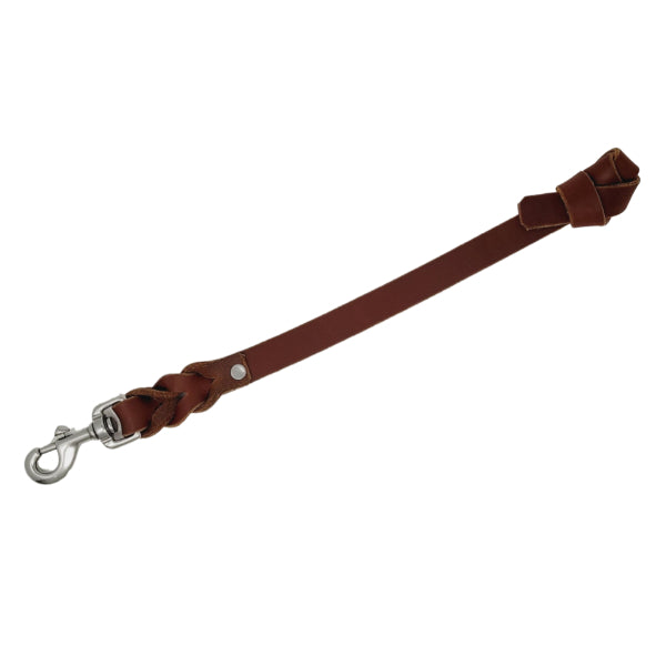 GSS - 12" Leather Pull Tab with Stainless-Steel Clasp in Brown, durable Pet Leashes for dogs