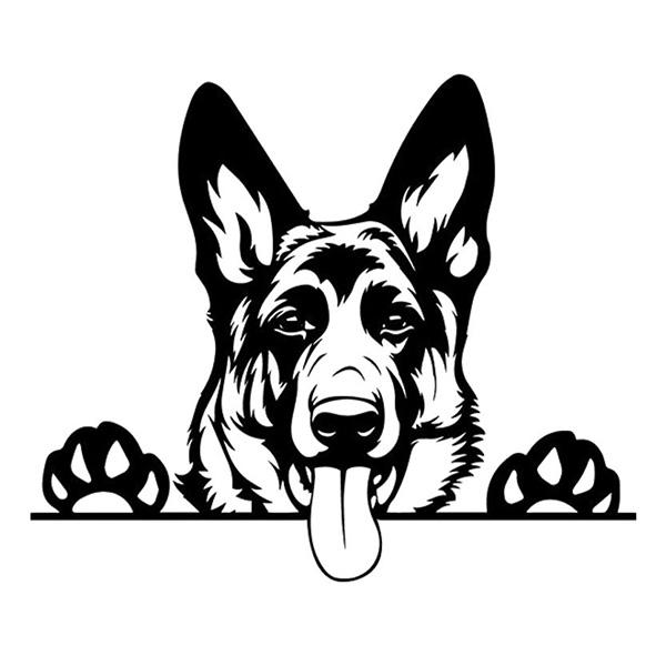 Peeking German Shepherd - Sticker in Black, durable Vehicle Decals for dogs