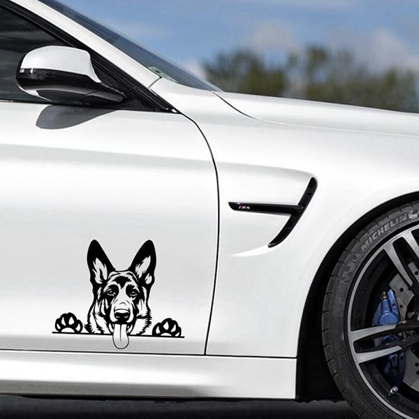 Peeking German Shepherd - Sticker in , durable Vehicle Decals for dogs