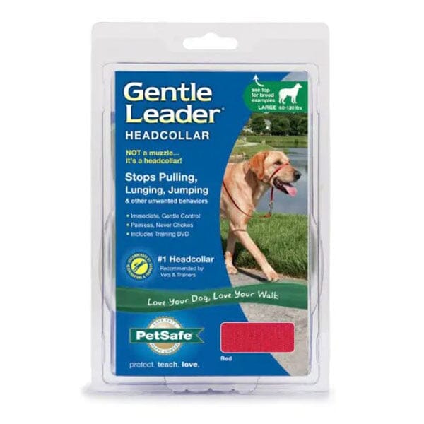 PET SAFE - Gentle Leader Headcollar Pet Leashes Petsafe Large 60-130 LBS Red 