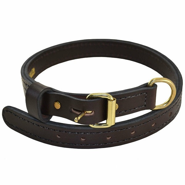 RAY ALLEN - 1" Premier Collar - English Rein Brown Leather in 20-in, durable Pet Collars & Harnesses for dogs