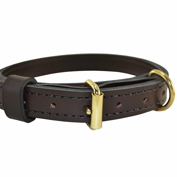 RAY ALLEN - 1" Premier Collar - English Rein Brown Leather in , durable Pet Collars & Harnesses for dogs