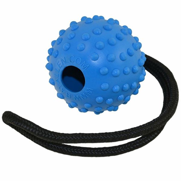 Doudele ball on rope dog toy - rubber ball for dog, fetch and chew