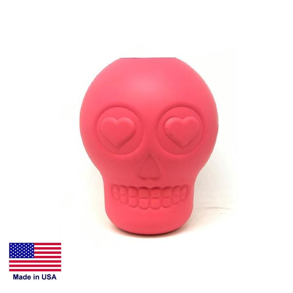 SODAPUP - Sugar Skull Durable Rubber Chew Toy & Treat Dispenser - LARGE 4.25" - PINK in , durable Dog Toys for dogs