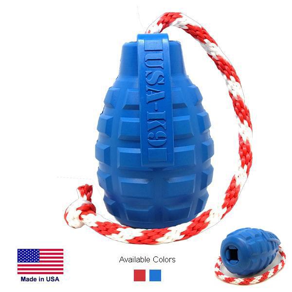 USA-K9 Grenade Durable Rubber Chew Toy, Treat Dispenser, Reward Toy, Tug Toy, And Retrieving Toy Toys German Shepherd Shop 