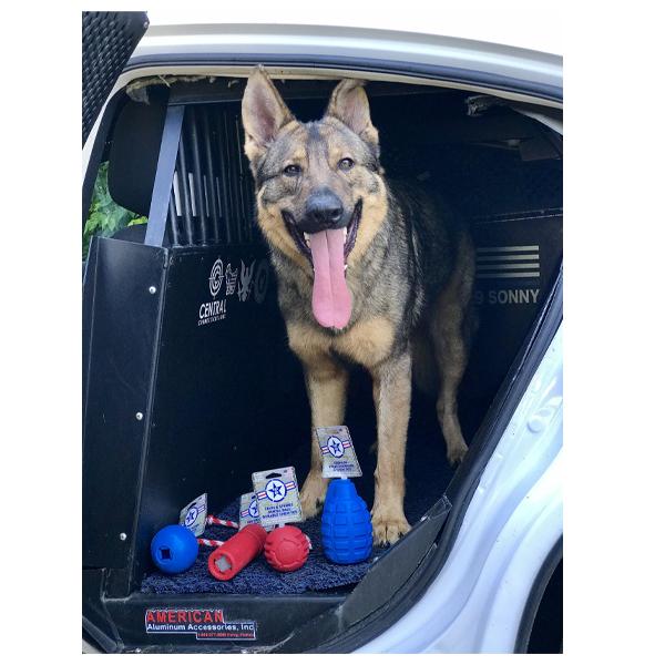 USA-K9 Stars and Stripes Ultra-Durable Rubber Chew Ball - Red