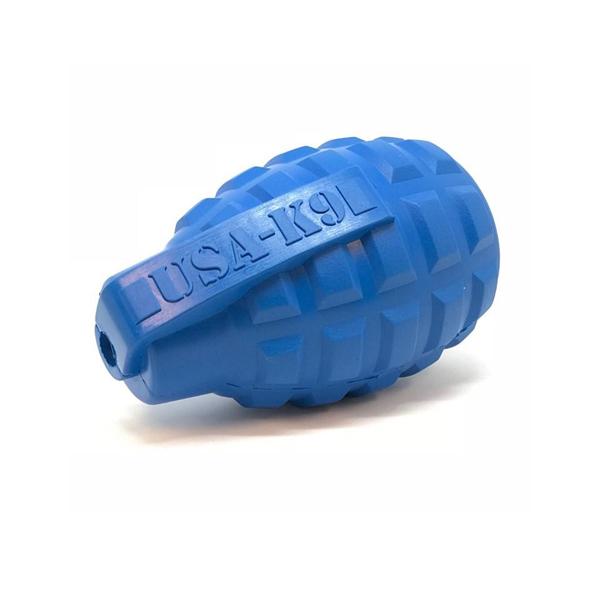 USA-K9 Grenade Durable Rubber Chew Toy & Treat Dispenser Toys German Shepherd Shop LARGE (30-60 LBS) BLUE 