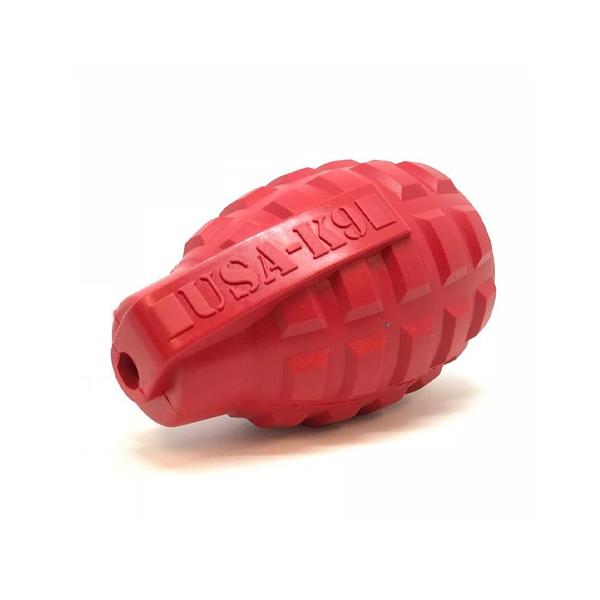 USA-K9 Grenade Durable Rubber Chew Toy & Treat Dispenser Toys German Shepherd Shop MEDIUM (0-30 LBS) RED 