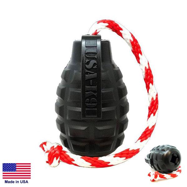 USA-K9 Magnum Grenade Durable Rubber Chew Toy, Treat Dispenser, Reward Toy, Tug Toy, And Retrieving Toy Toys German Shepherd Shop 