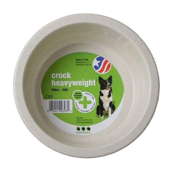 VAN NESS - Crock Heavyweight Dish in Medium 20oz, durable Pet Bowls, Feeders & Waterers for dogs